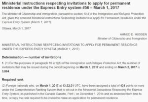 draw 56 434 CRS points 3884 ITAs enviados